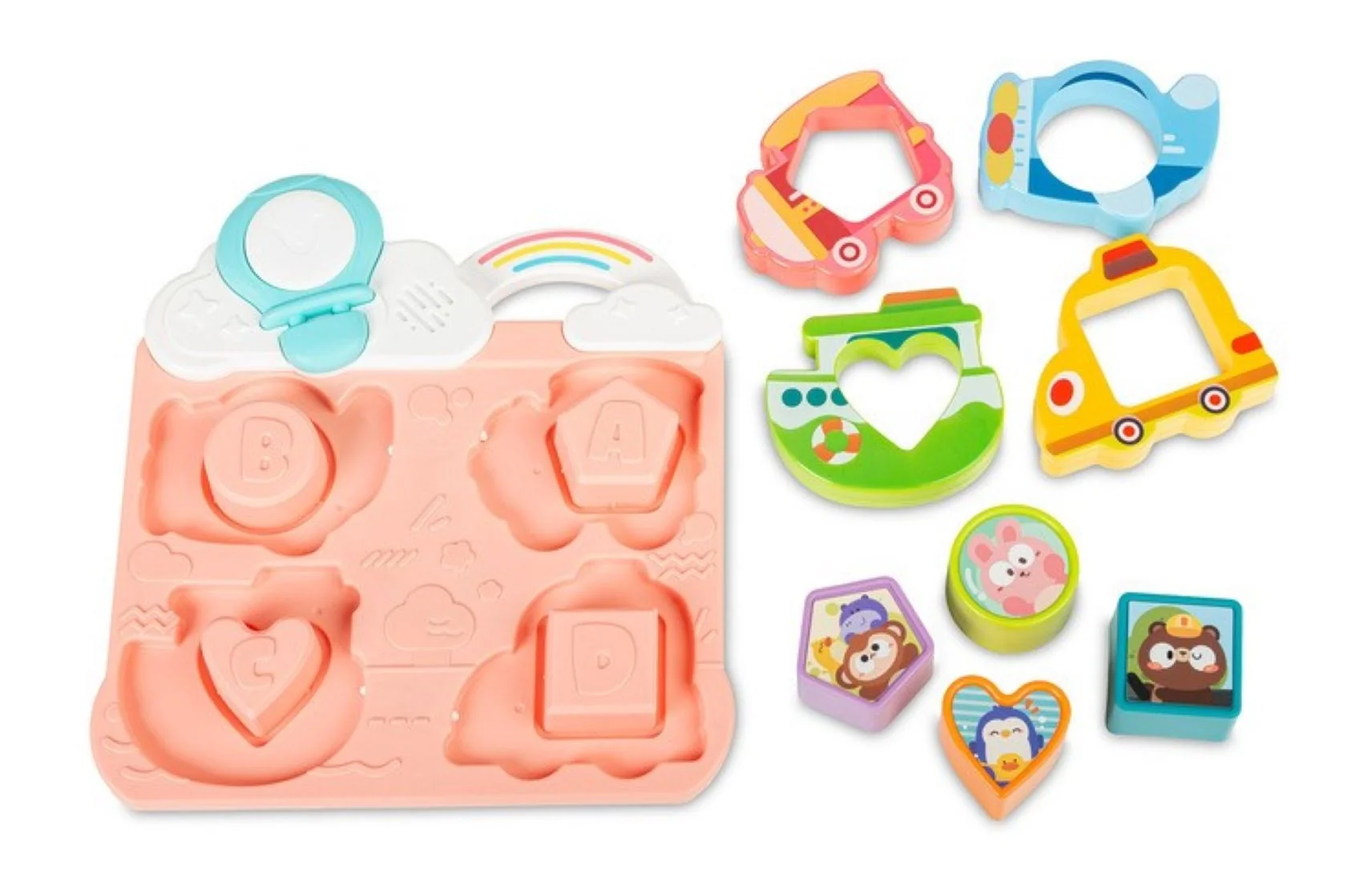 Toyz Vzdělávací skládačka dopravní prostředky a tvary, růžová