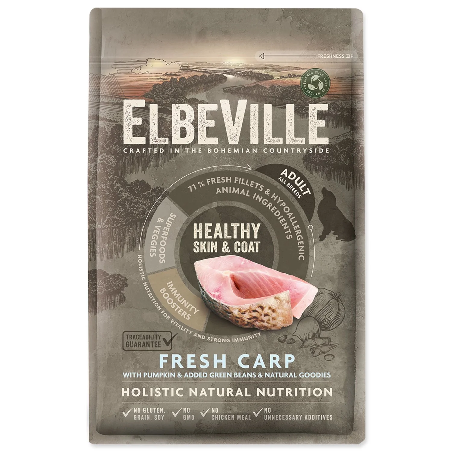 Elbeville Krmivo Adult All Breeds Healthy Skin and Coat Fresh Carp 4kg