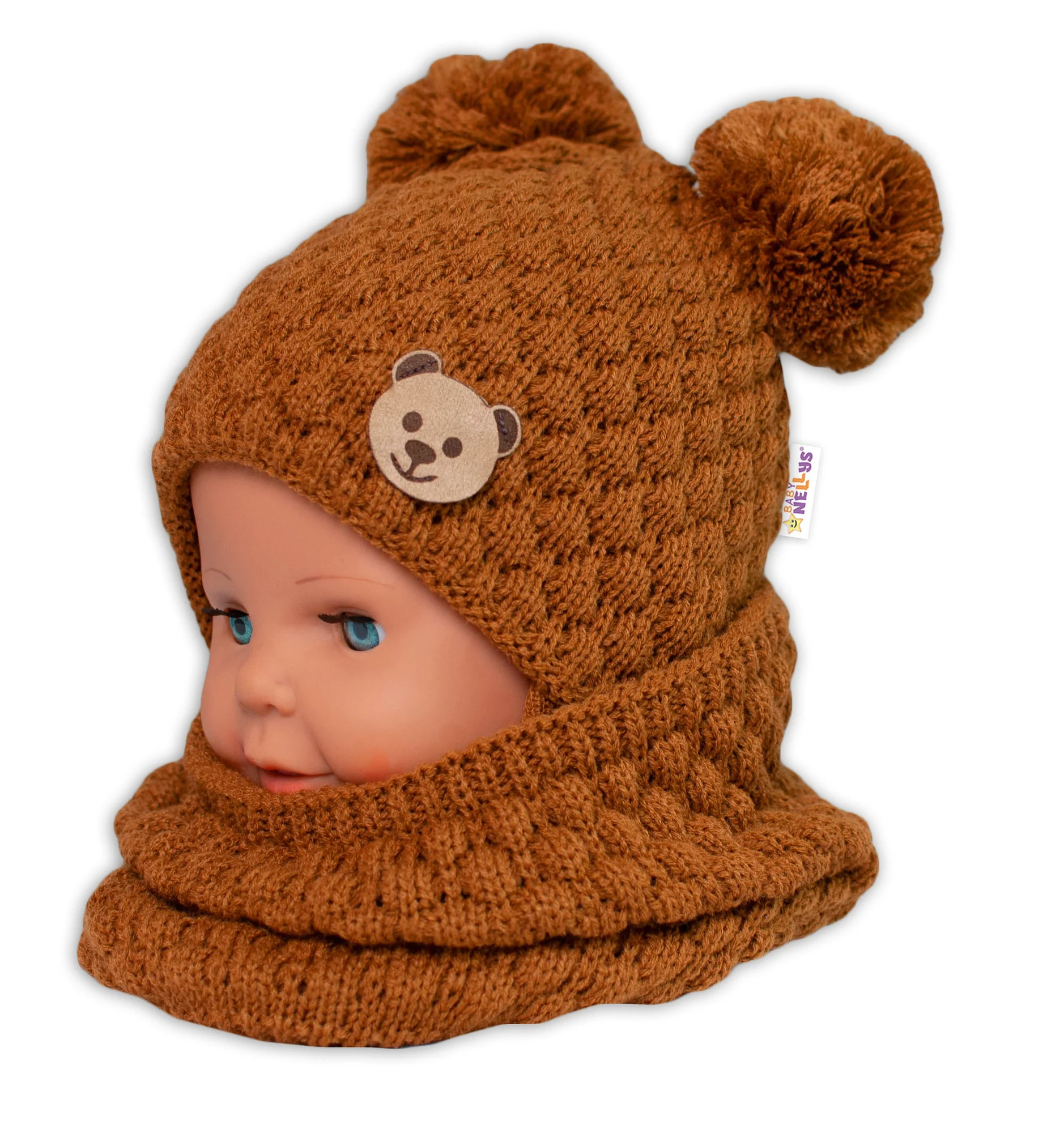 Baby Nellys Pletený nákrčník/komínek  - hnědý