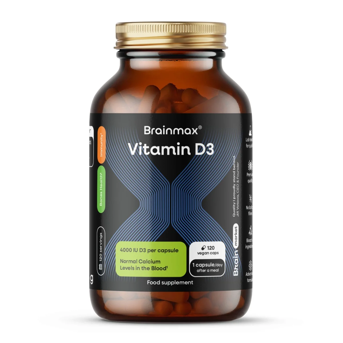 BrainMax Vitamin D3 4000 IU 120 kapslí