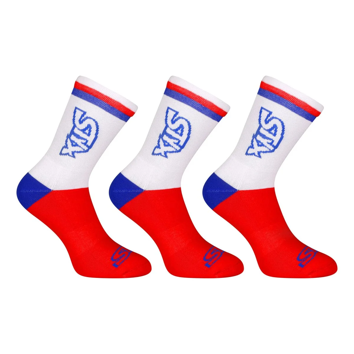 Styx 3PACK ponožky vysoké červené trikolóra (3HV10444) L