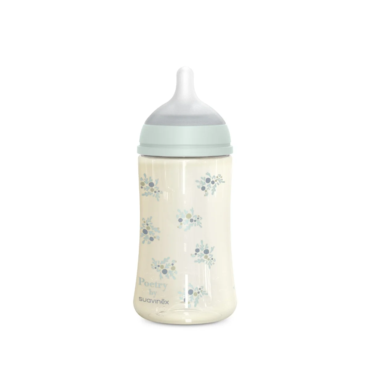 Suavinex Poetry Kojenecká láhev fyziologický průtok M 3m+ 270 ml 1 ks modrá
