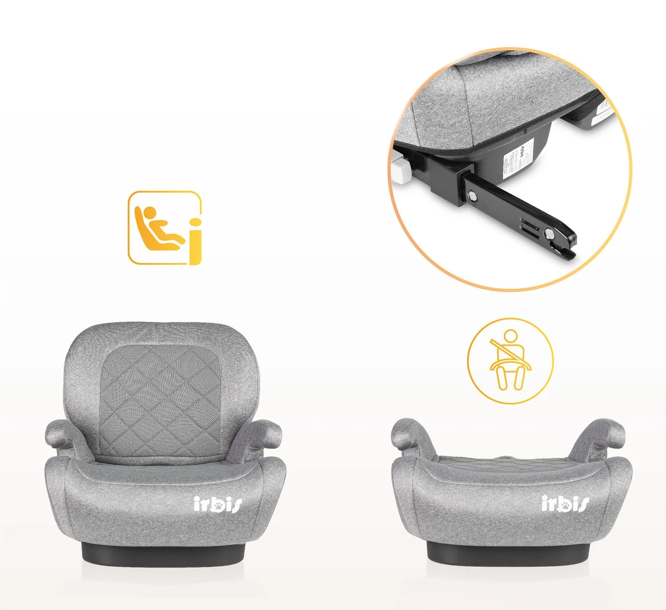 Caretero Podsedák, autosedačka Irbis i-Size 125–150 cm s ISOFIX – černá