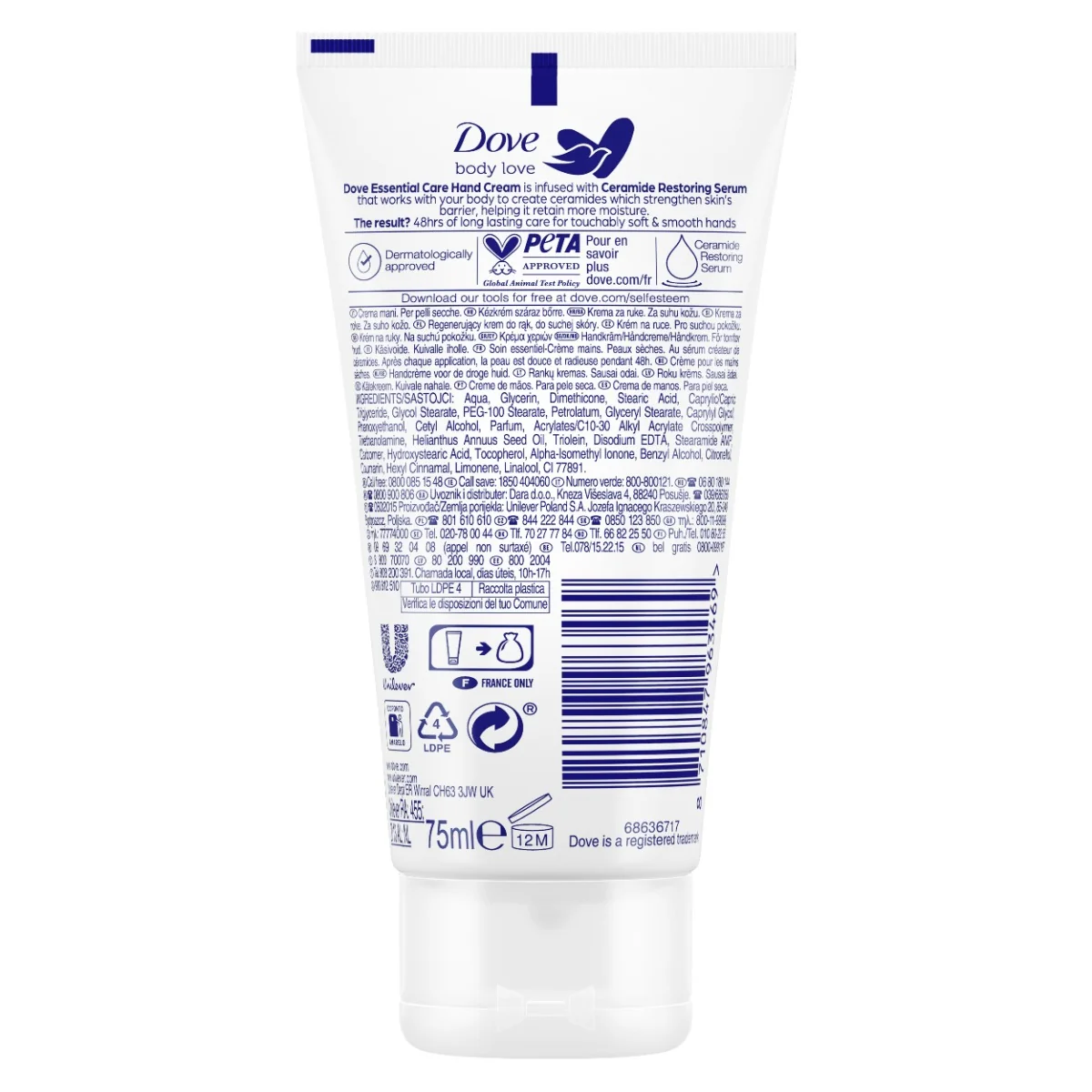 Dove Essential Care krém na ruce 75 ml