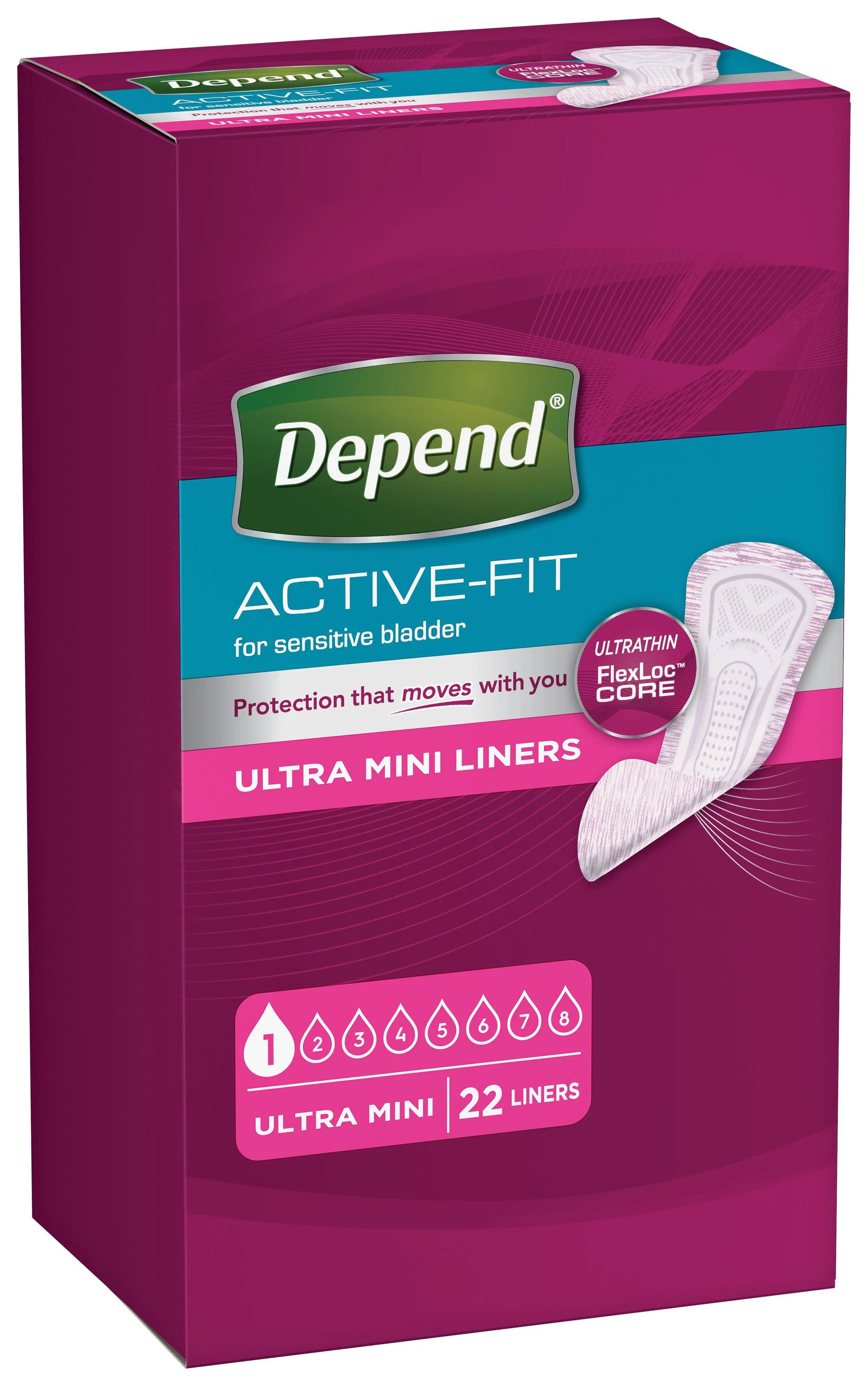 Depend Active-Fit Ultra Mini inkontinenční vložky 22 ks