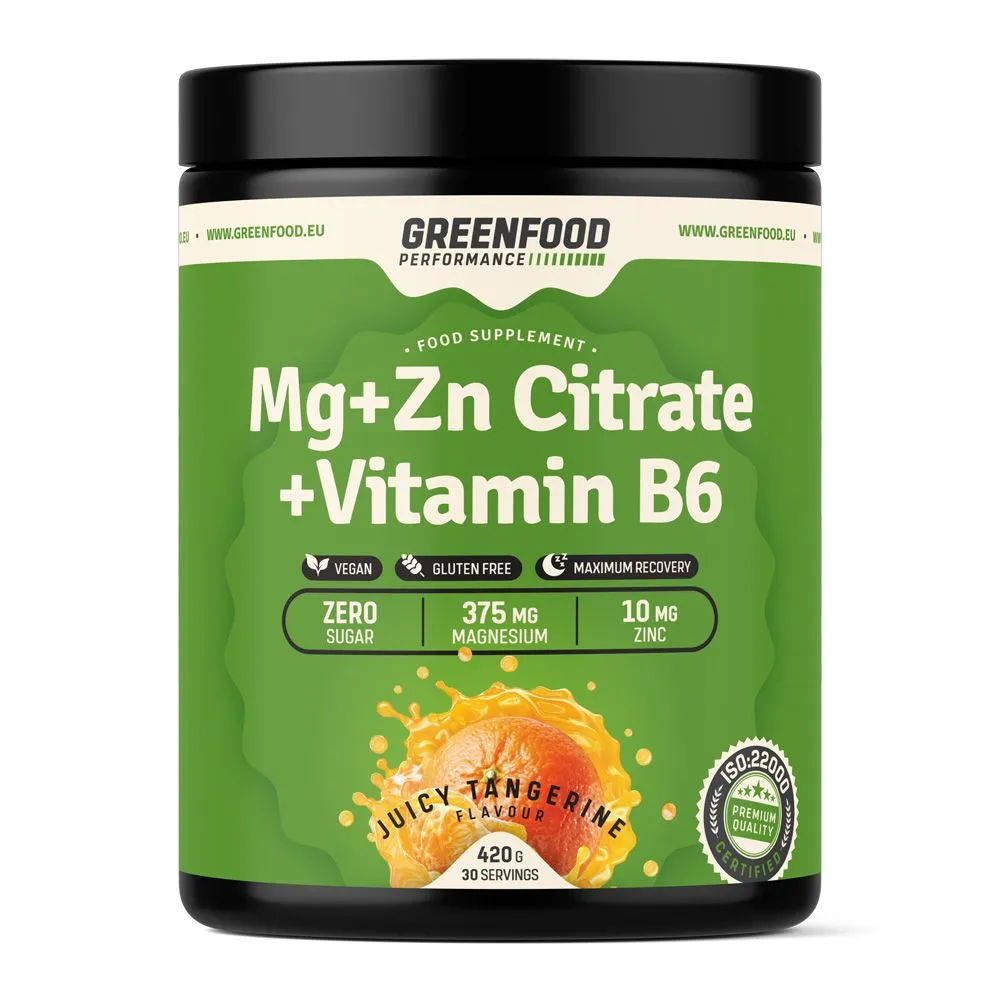 GreenFood Performance Mg + Zn Citrate + Vitamin B6 Juicy mandarinka 420 g