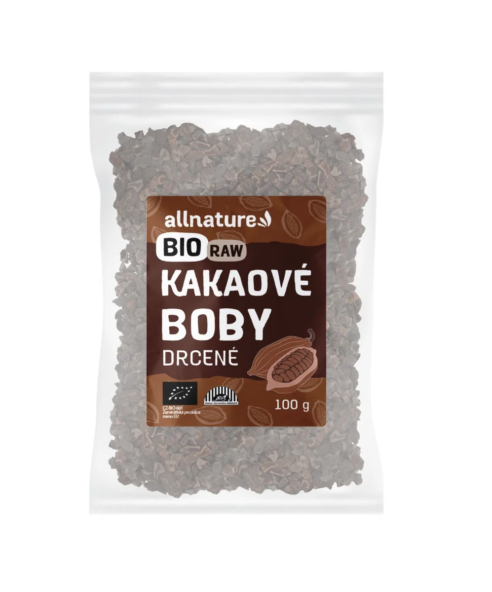 Allnature Kakaové boby drcené BIO RAW 100 g