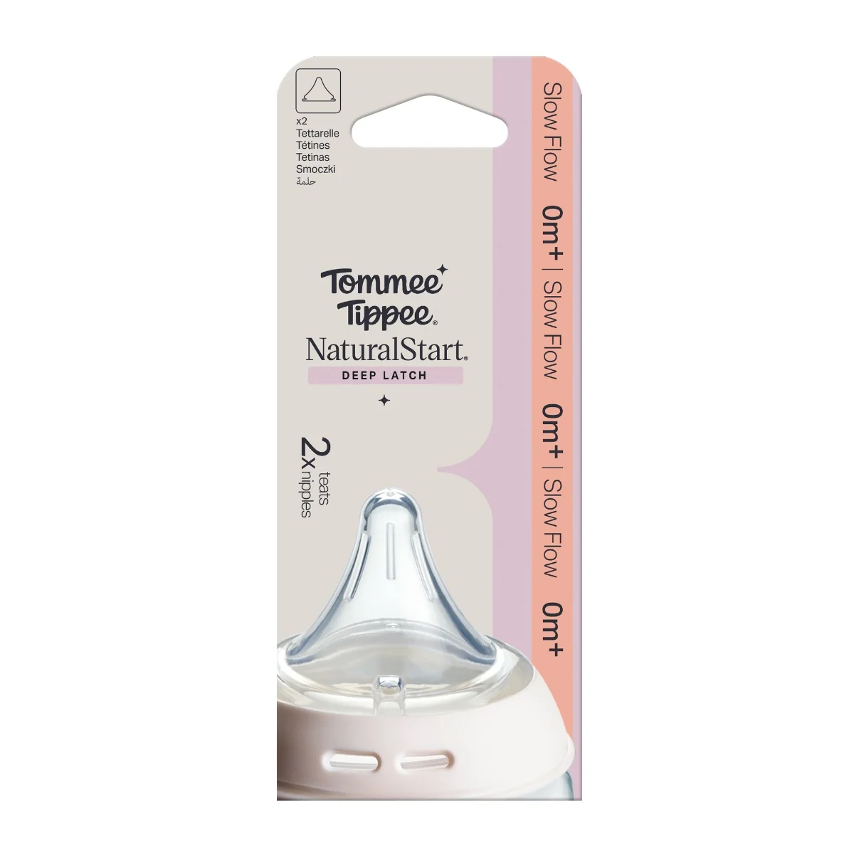 Tommee Tippee Natural Start Anti-Colic Trojúhelníková savička na lahev pomalý průtok 0m+ 2 ks