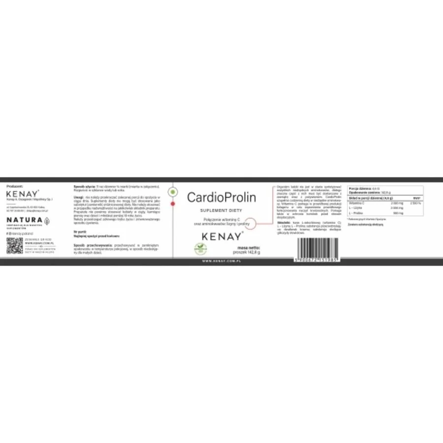 Kenay CardioProlin L lysin L prolin vitamin C prášek 142,8 g