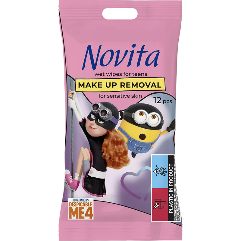 Novita For Teens Vlhčené odličovací ubrousky s motivem Minion 12 ks
