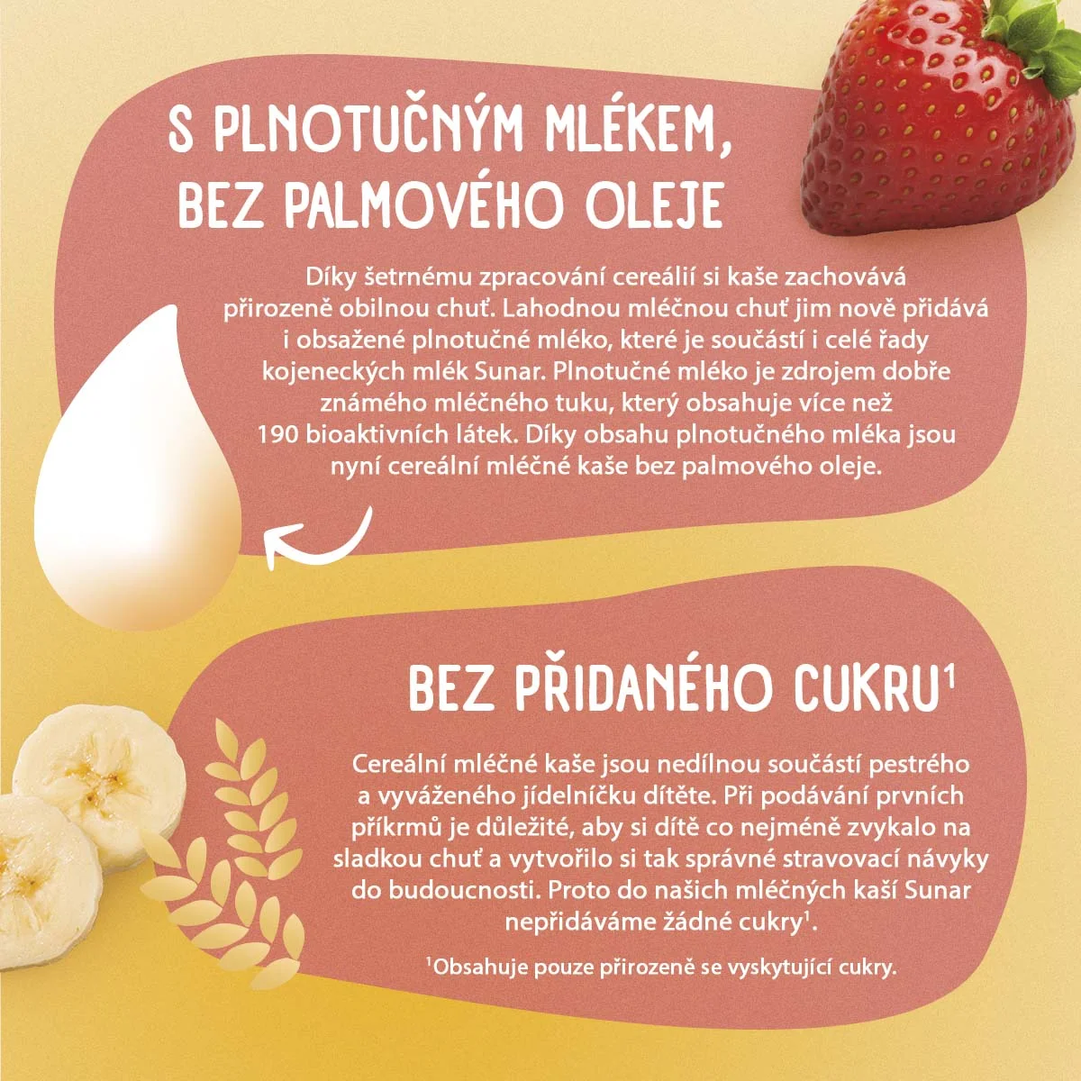 Sunar Mléčná kaše s 8 cereáliemi jahoda a banán 210 g
