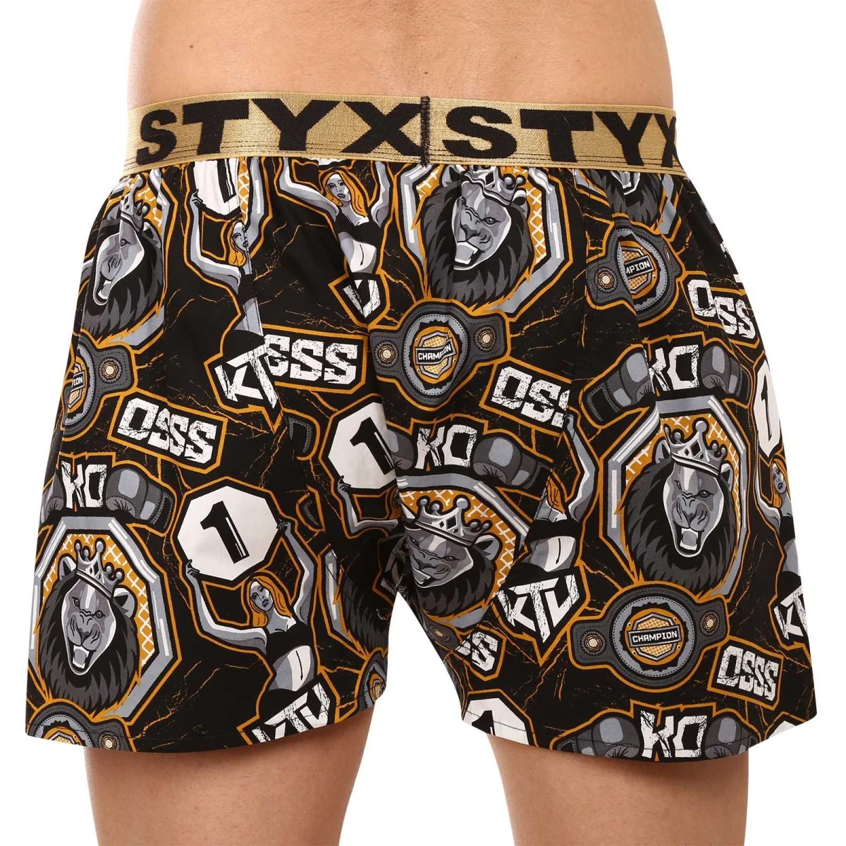 Styx Pánské trenky art / KTV sportovní guma - zlatá guma (BTZ1655) L