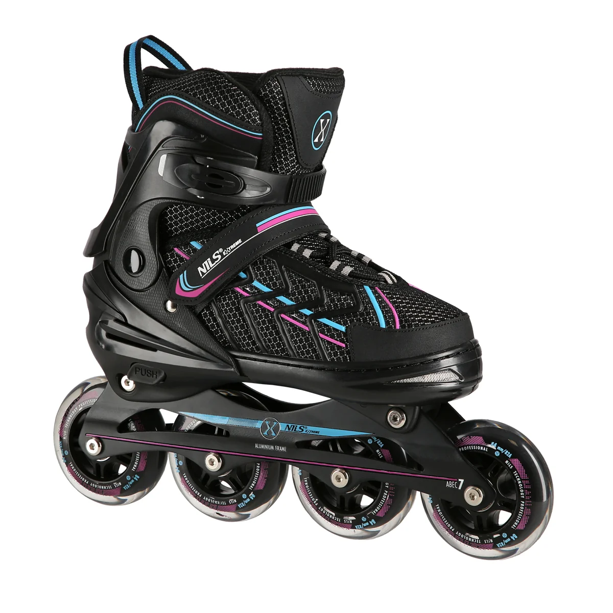 NILS EXTREME Kolečkové brusle NA1128 černo-fialové Velikost: XL(43-45)