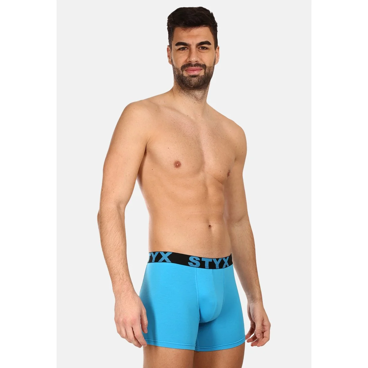 Styx Pánské boxerky long sportovní guma světle modré (U1169) M
