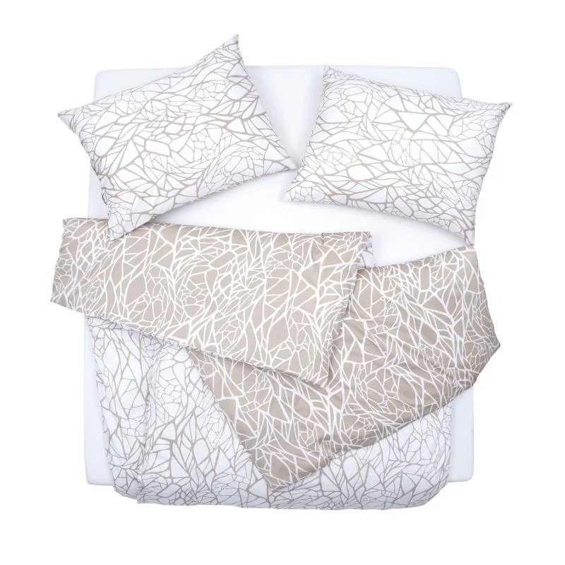 SCANquilt povlečení SATÉN DESIGN glass béžovobílá+bílobéžová 140 x 200/70 x 90 cm