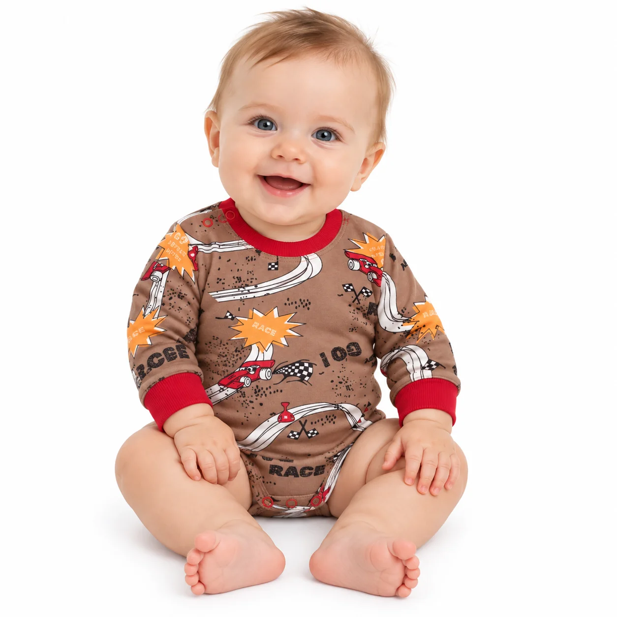 Mrofi Body dl. rukáv, bavlna, zapínání u krku , RACE - hnědé, vel. 80