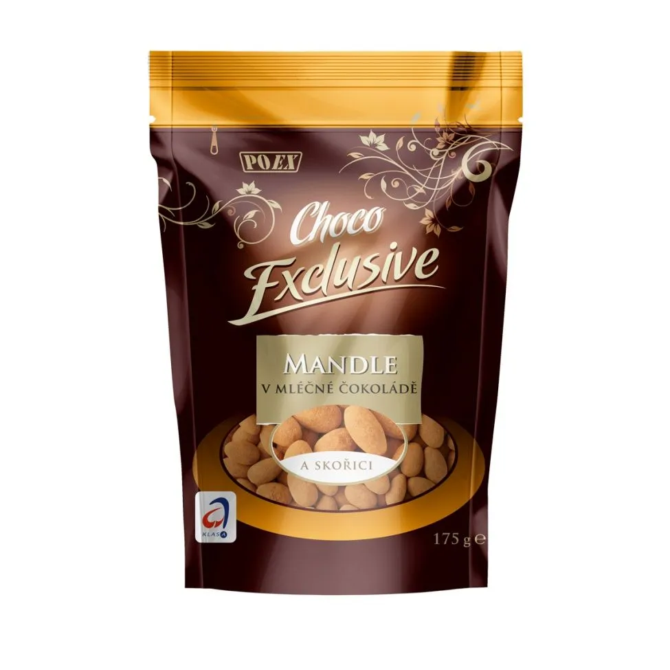 POEX Choco Exclusive Mandle v mléčné čokoládě a skořici 175 g