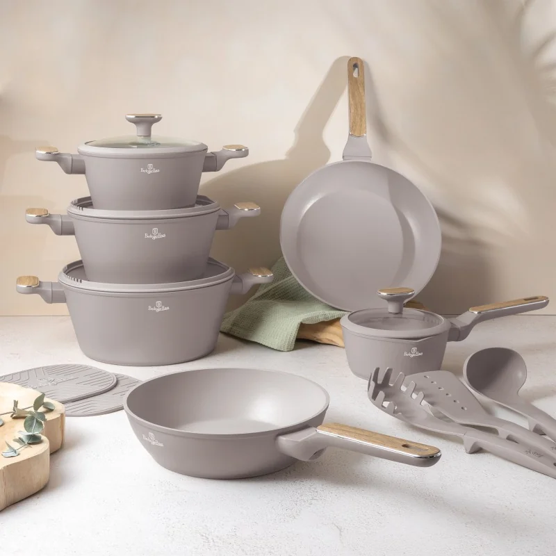 Berlingerhaus Sada nádobí s titanovým povrchem 15 ks Taupe Nordic Collection