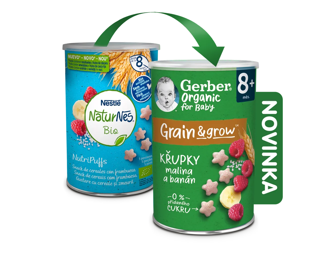Gerber Organic Křupky s malinou a banánem BIO 8m+ 35 g