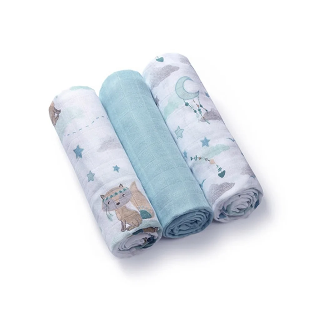 Babyono Pleny bambusové 70x70 cm 3 ks modré