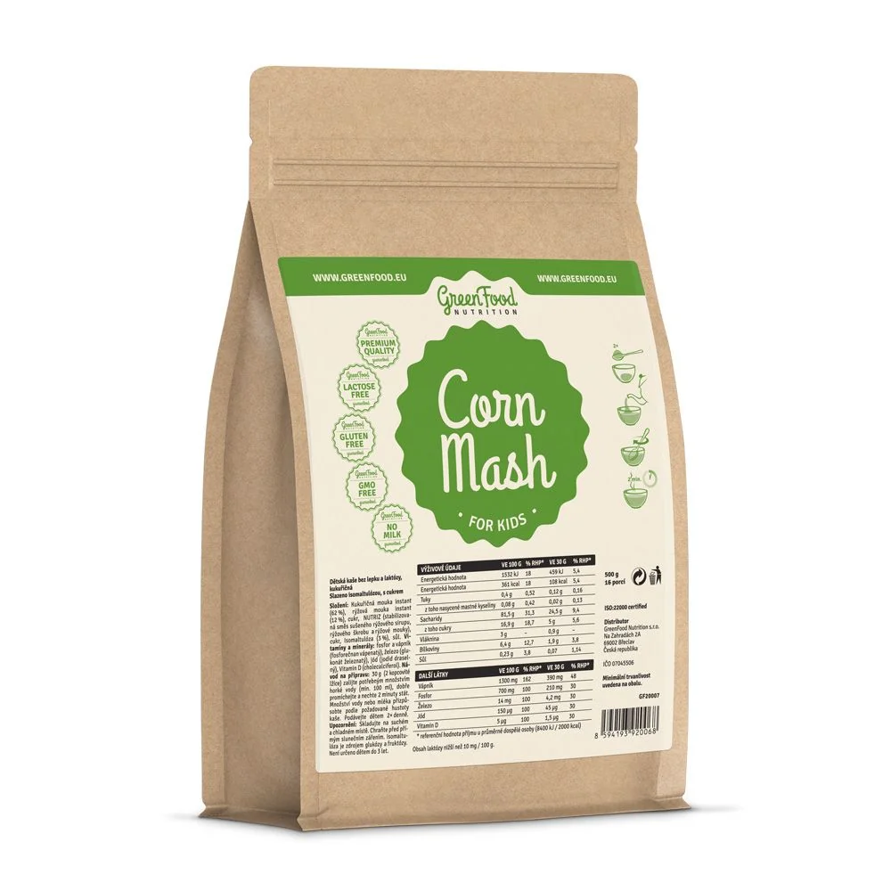 GreenFood Nutrition Dětská kukuřičná kaše bez lepku a laktózy natural 500 g