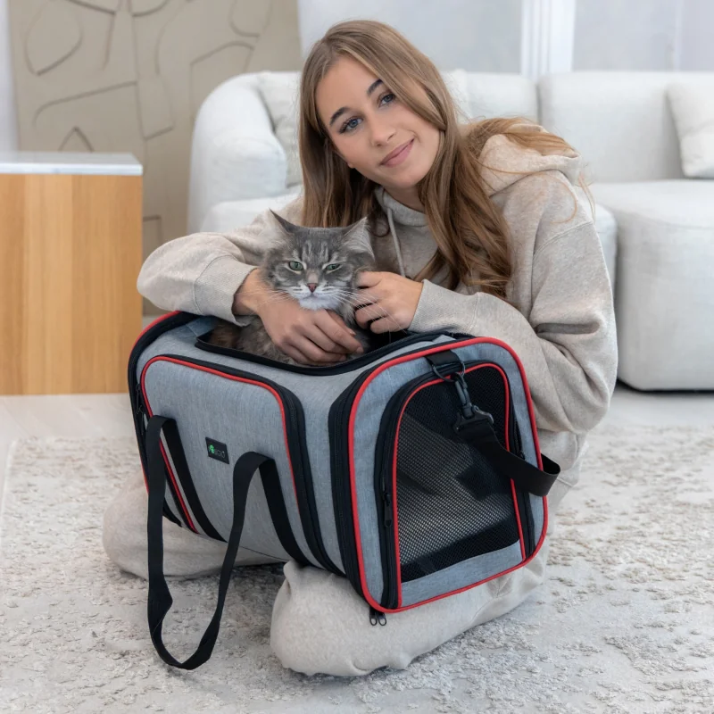 PetiGIO peti-to-Travel přenosná taška pro psy a kočky Grey/Red