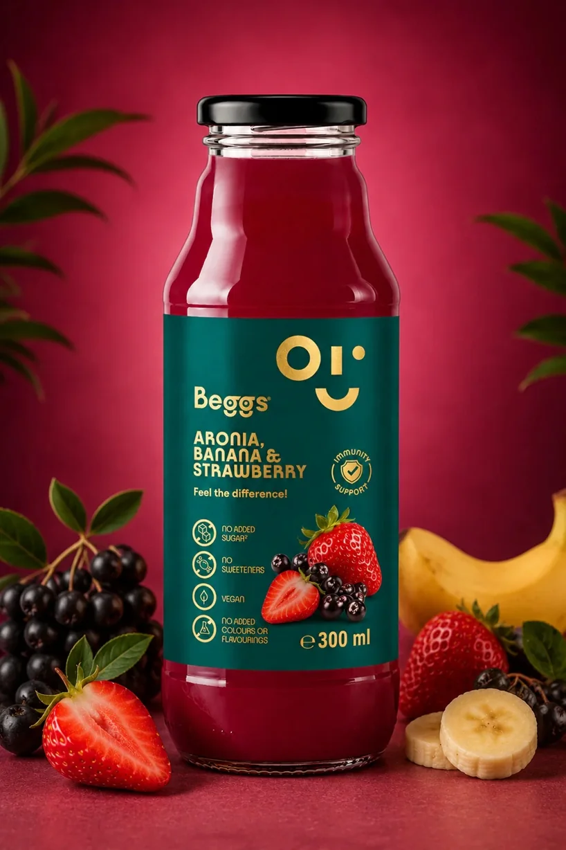 Beggs Aronie, jablko, banán & jahoda nápoj 300 ml