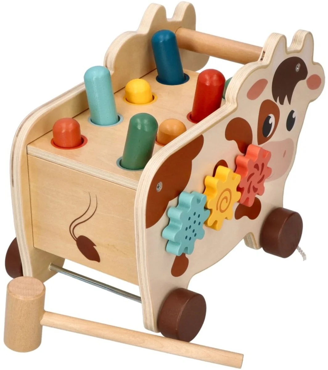 Adam Toys Montessori hračka - aktivní edukační dřevěná,Kravička