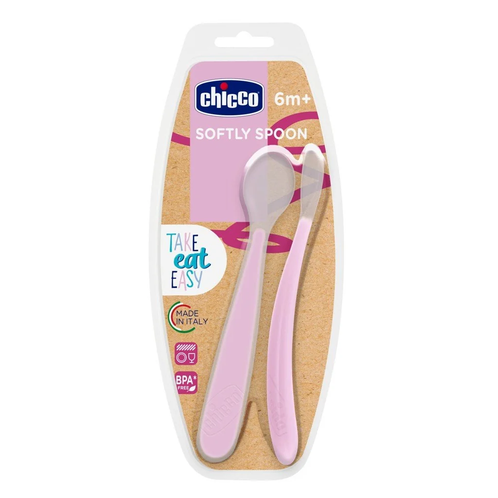 Chicco Lžička silikonová 2 ks růžová 6m+ 