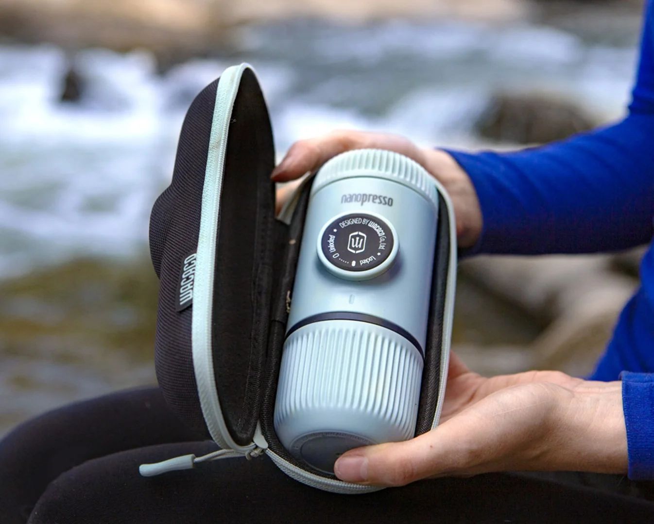 Wacaco Nanopresso Arctic Blue + pevný obal Kávovar