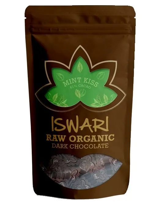 Iswari BIO RAW Čokoládové bonbóny mint kiss 61% kakao 200 g