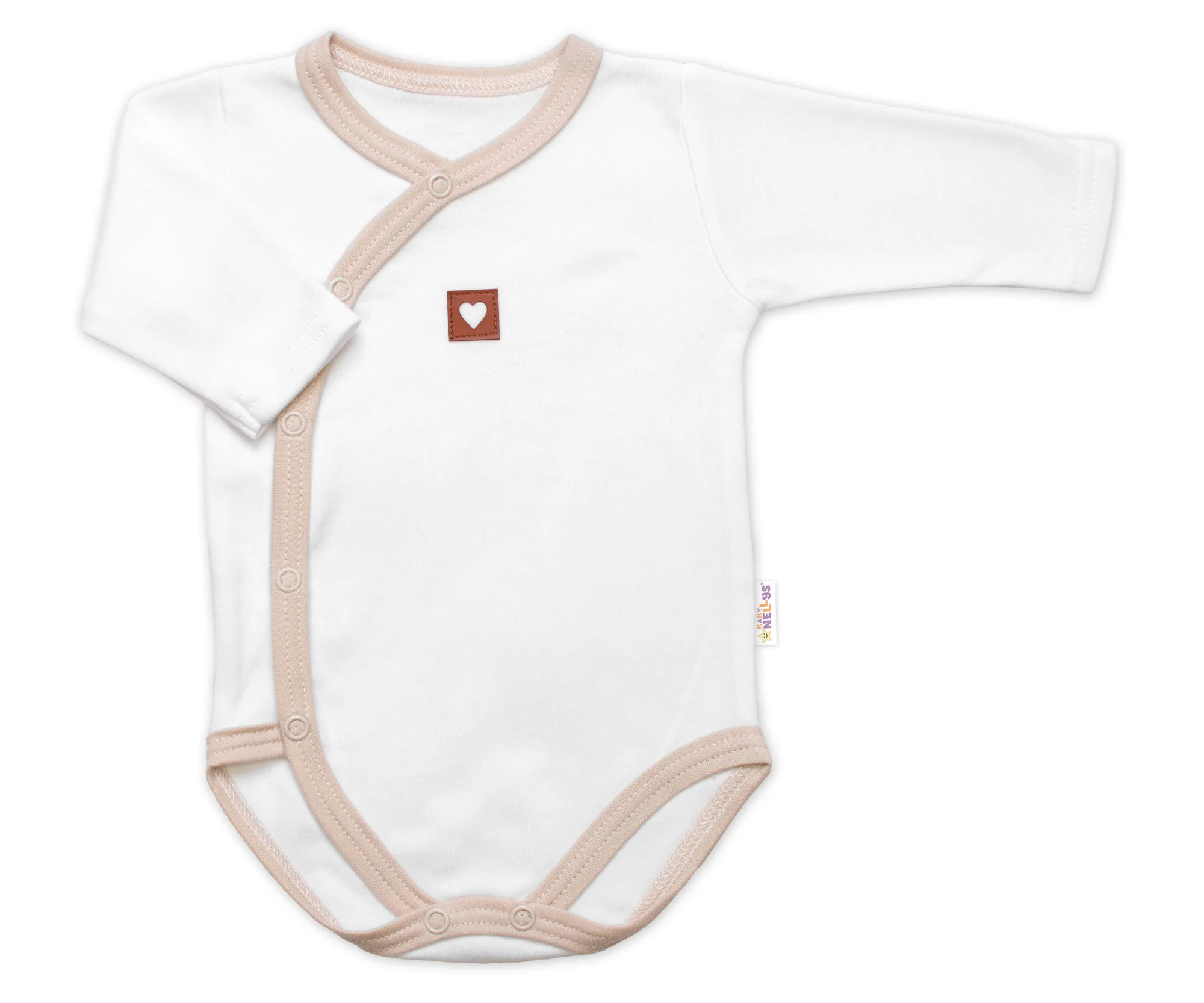 Baby Nellys Rostoucí výhodná sada, 3x Body zap. bokem Nature, vel. 62/68
