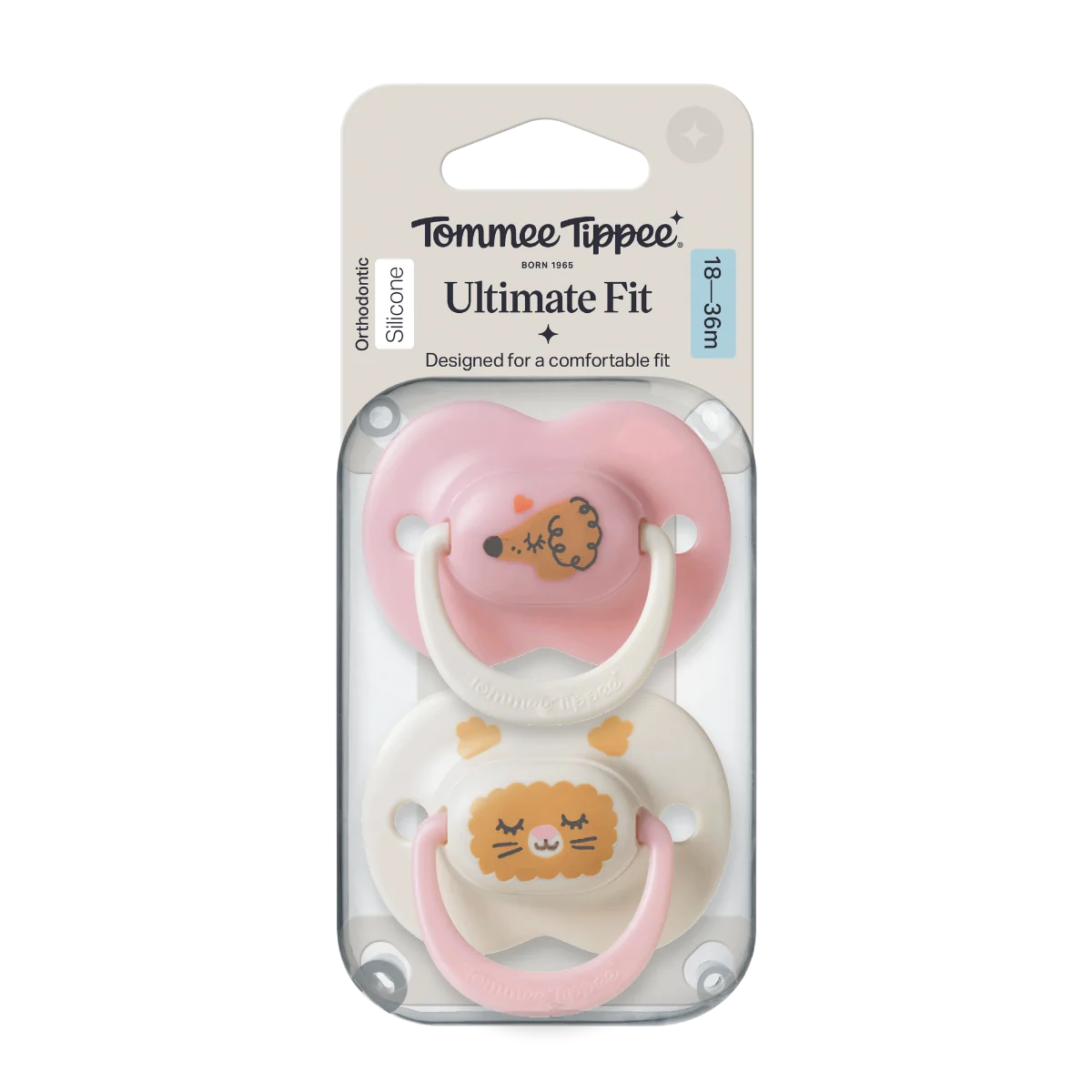 Tommee Tippee Silikonový dudlík Ultimate Fit Deco Girl 18-36m 2 ks více barevných variant