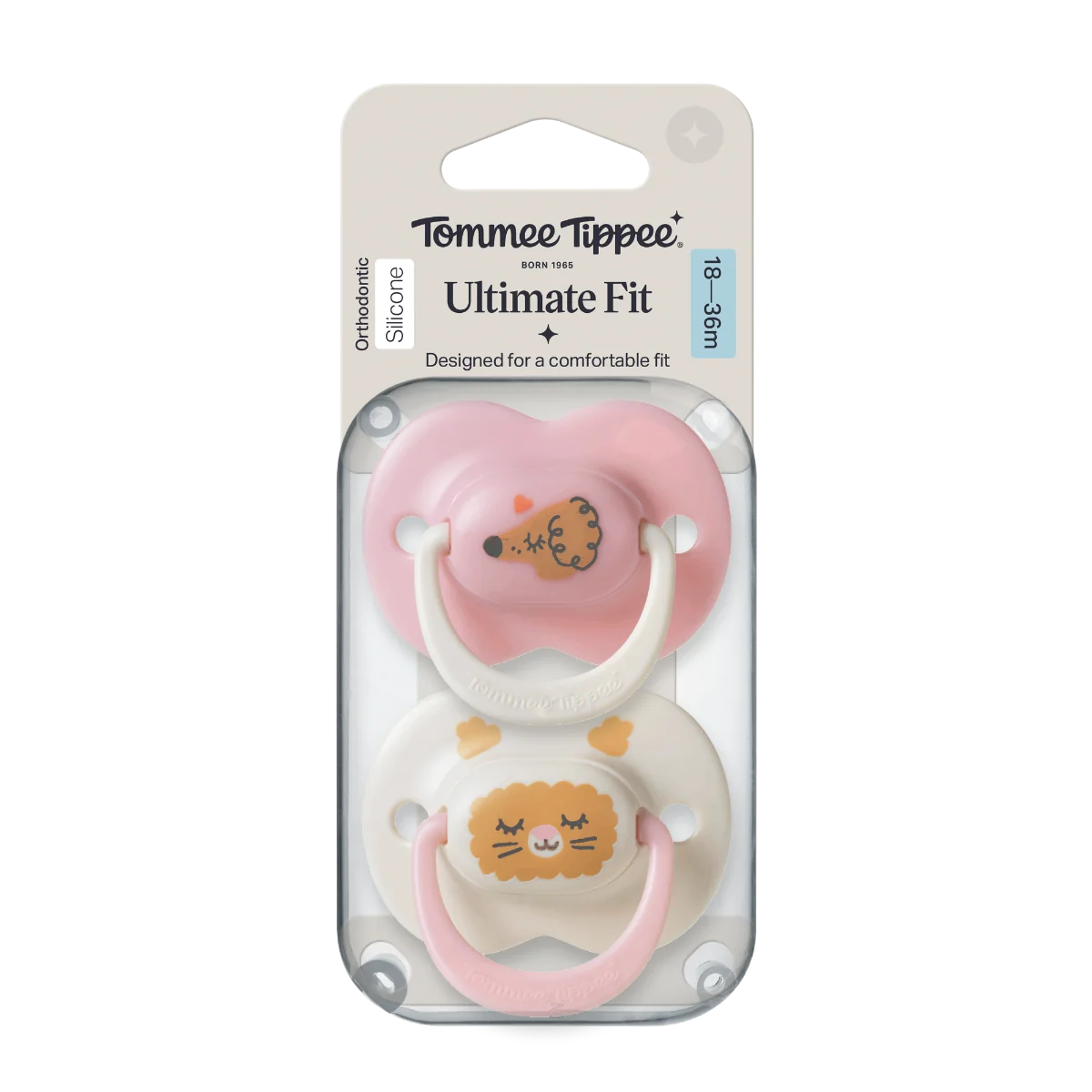Tommee Tippee Silikonový dudlík Ultimate Fit Deco Girl 18-36m 2 ks více barevných variant