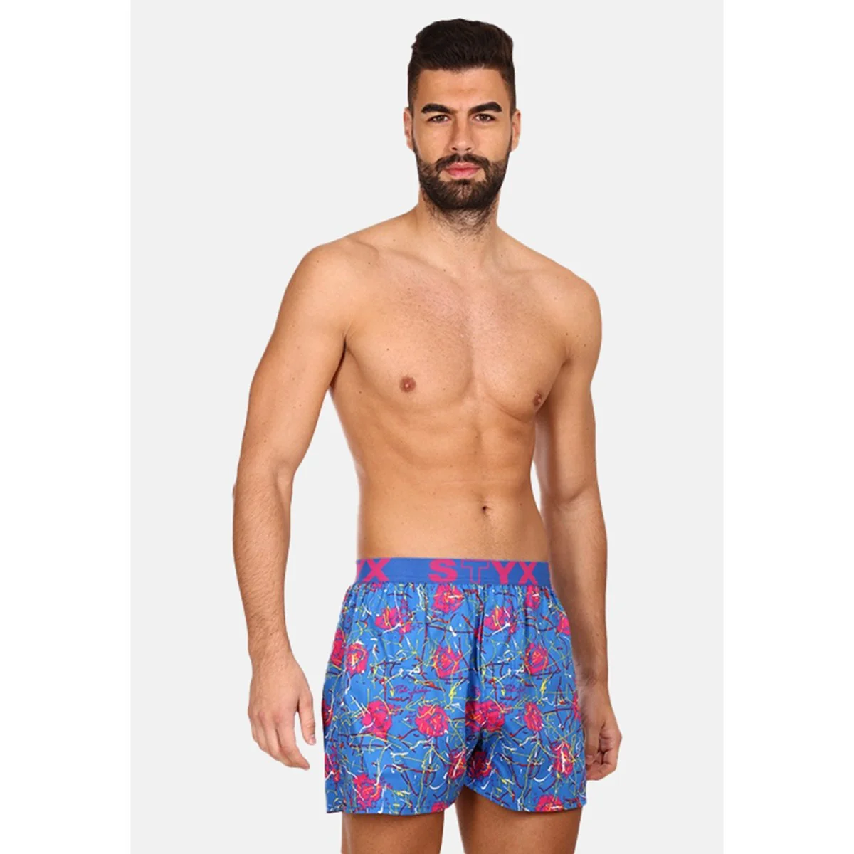 Styx Pánské trenky art sportovní guma Jáchym srdíčka (B1358) XL