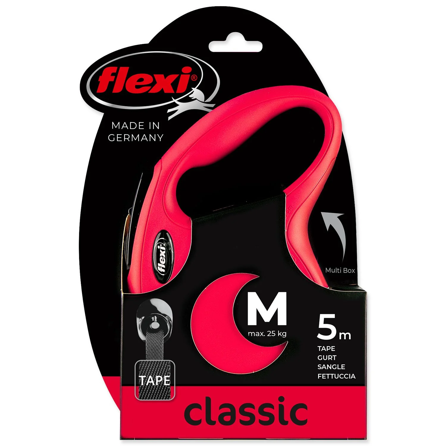 Flexi Vodítko Classic New páska M červené 5m