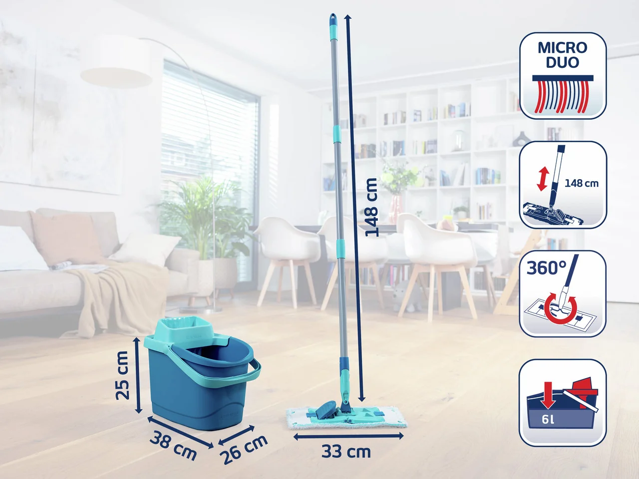 Leifheit PowerClean úklidový set + náhrada Microfibre