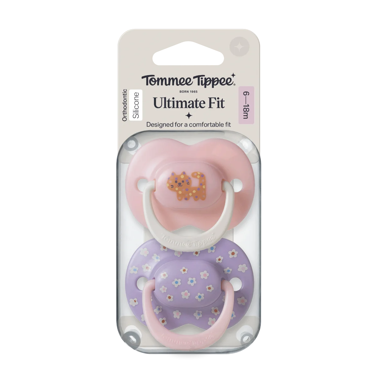 Tommee Tippee Silikonový dudlík Ultimate Fit Deco Girl 6-18m 2 ks více barevných variant