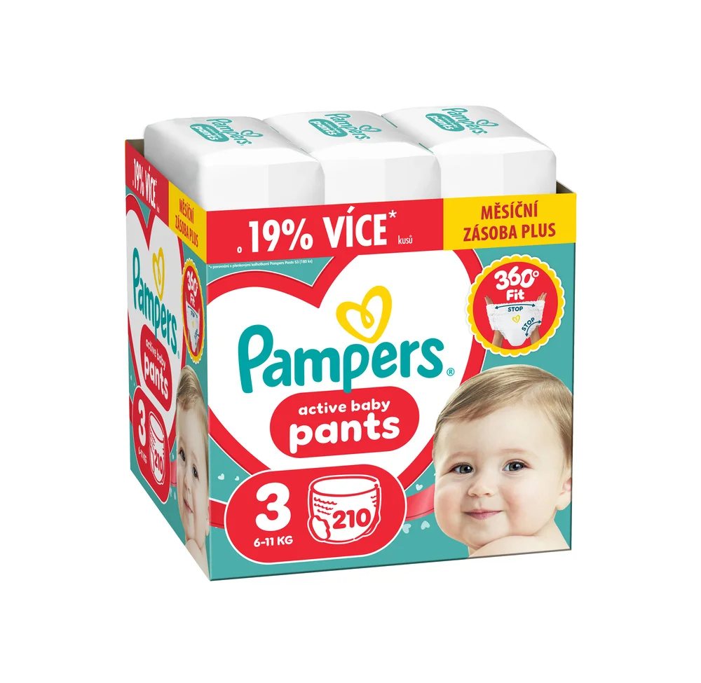 Pampers Active Baby vel. 3 6–11 kg plenkové kalhotky 210 ks