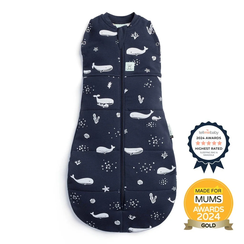 ergoPouch Zavinovačka a vak na spaní 2v1 Cocoon Whale 0-3 m, 3-6 kg, 2,5 tog