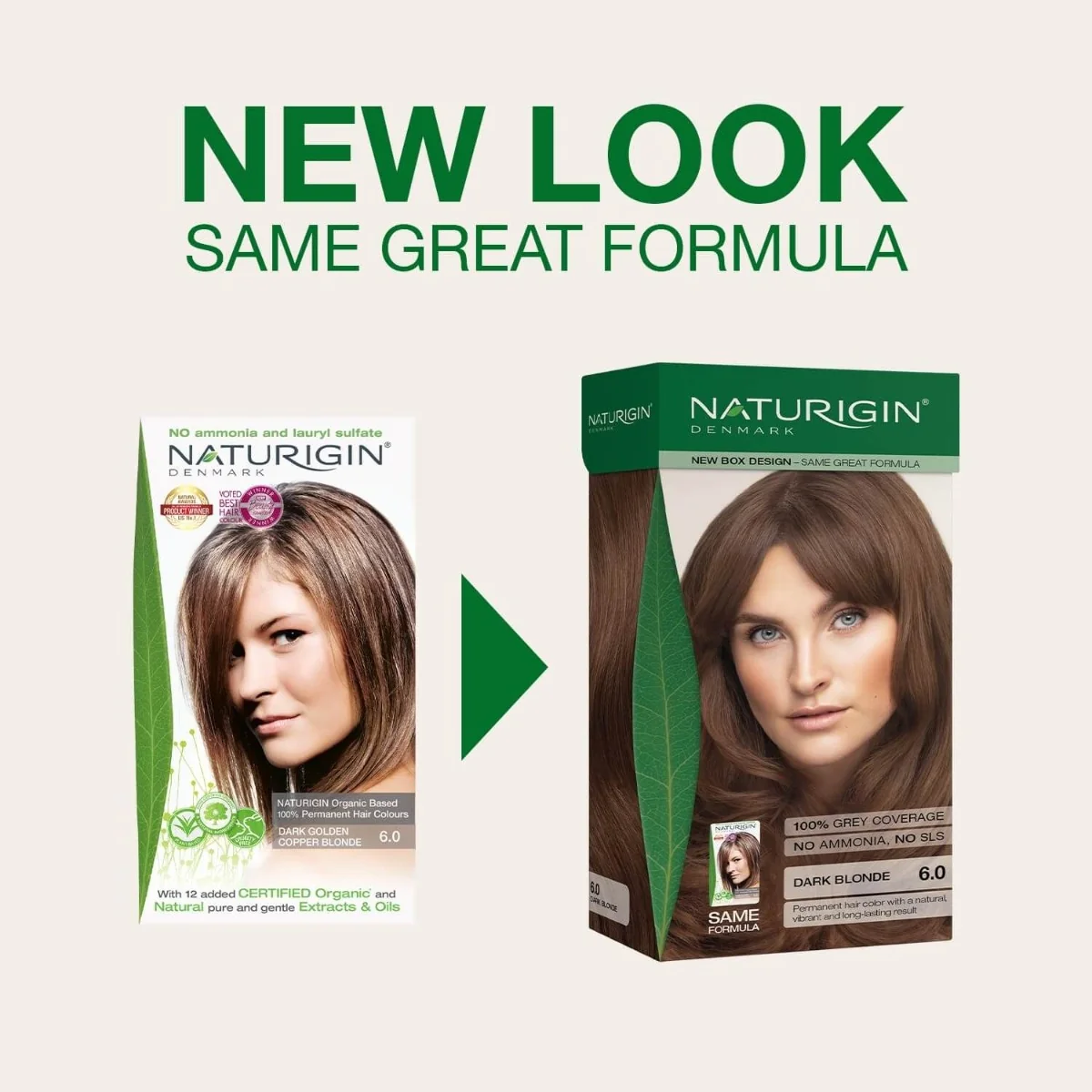 NATURIGIN Organic Based 100% Permanent Hair Colours Dark Blonde 6.0 barva na vlasy 115 ml