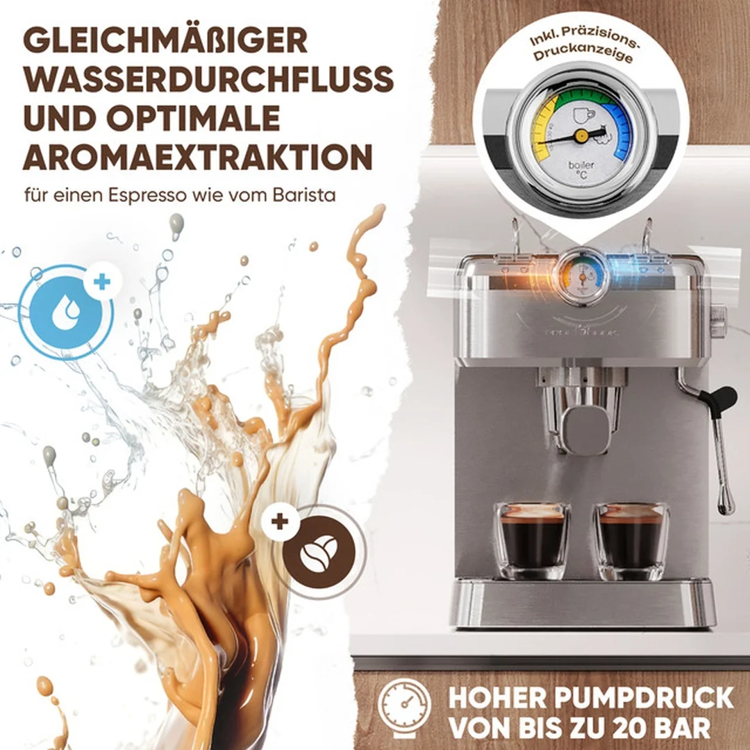 ProfiCook ES-KA 1267 espresso 2v1 (20 barů),pákové, nástavec na kapsle