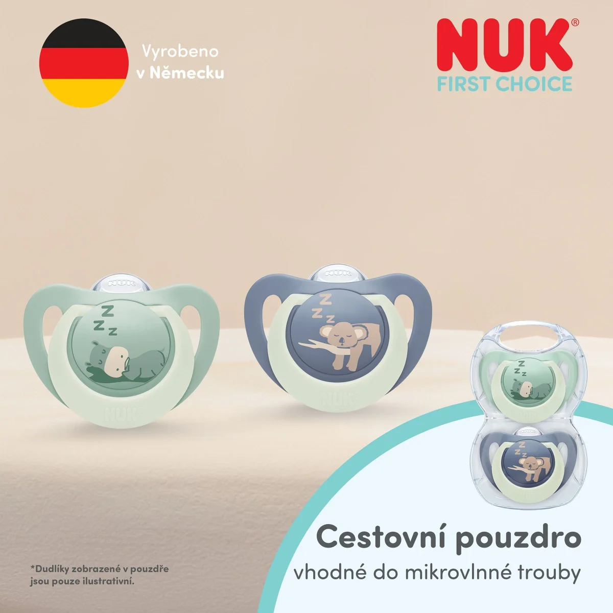 NUK First Choice Night Dudlík 6–18m box 2 ks hippo/koala