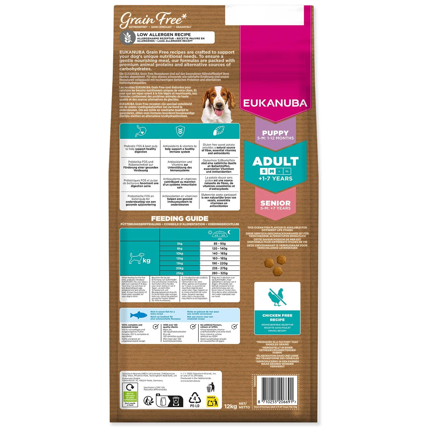 Eukanuba Krmivo Grain Free Adult Small & Medium rich in ocean fish 12kg