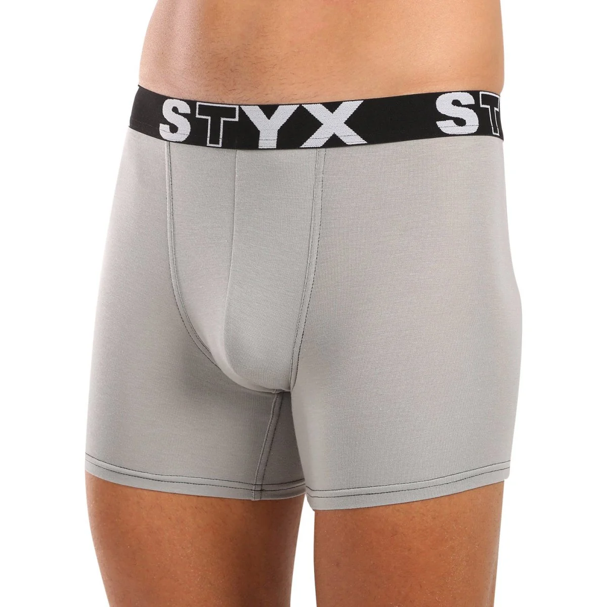 Styx Pánské boxerky long sportovní guma světle šedé (U1062) L