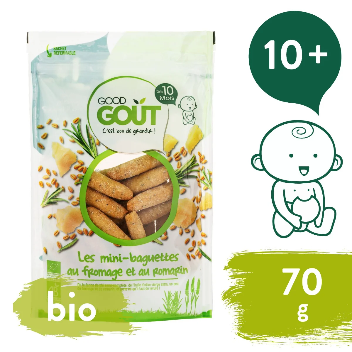 Good Gout BIO Mini bagetky s rozmarýnem a sýrem 10m+ 70 g