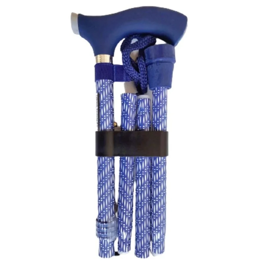 SUNDO Skládací podpůrná hůl se silikonovou rukojetí, 85 - 95 cm, modro - bílá