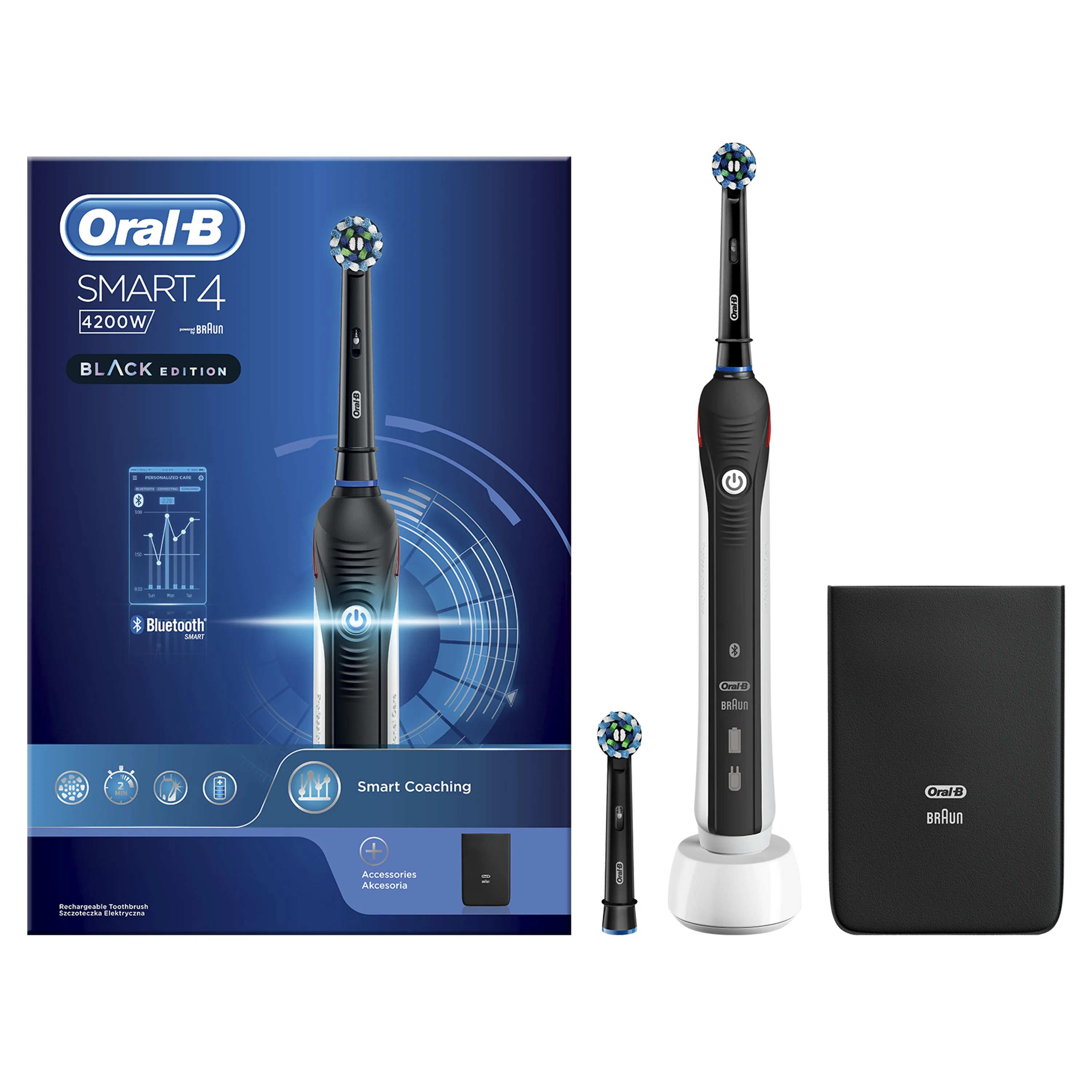 Oral-B Smart 4 4200W Black Edition CrossAction elektrický zubní kartáček