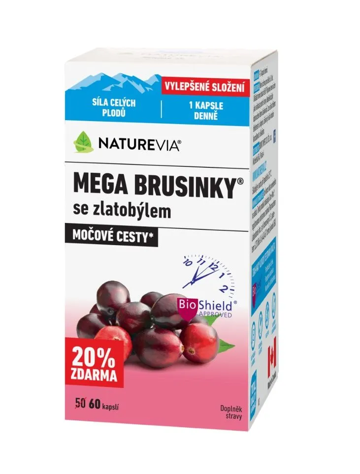 NatureVia Mega brusinky 60 kapslí