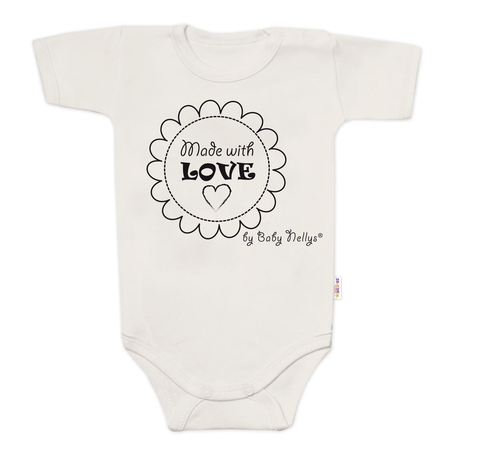 Baby Nellys Body krátký rukáv Made with love,  béžové vel.  62